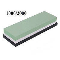 Двосторонній точильний камінь для ножів, набір з водного каменю з  гумовою рамкою-підставкою 1000/2000