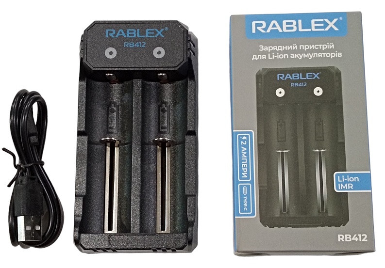 Зарядний пристрій Rablex RB412 2x18650 та ін./від USB/для високотокових акум
