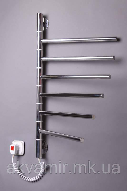 Рушникосушарка Вертикаль-6 655х400 мм поворотна нерж. сталь з регулятором температури, фото 1