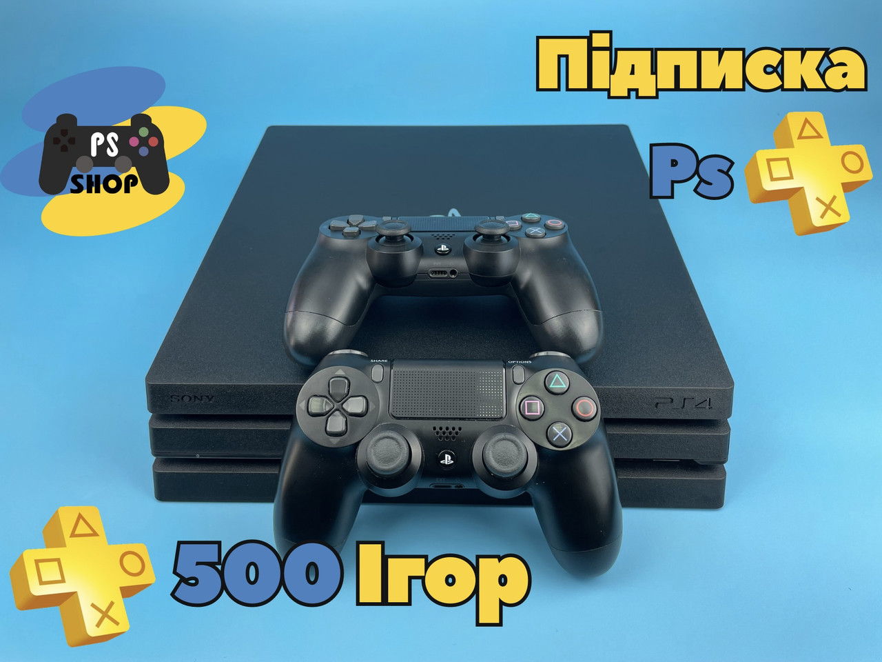 Playstation 4 Pro CUH-72xx 1Tb, Підписка PS Plus Deluxe(12 міс), + 500 Ігор, Два джойстики