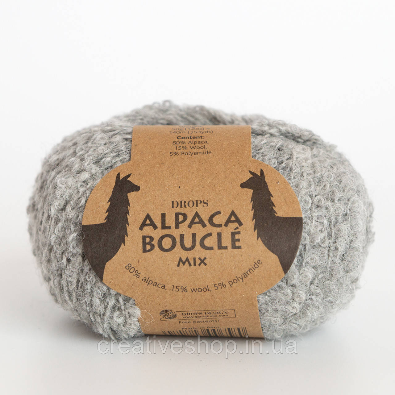 Пряжа DROPS Alpaca Bouclé (колір 5110 light grey), фото 1