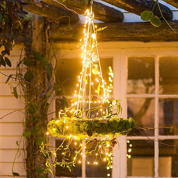 Гірлянда "Конський хвіст" 10 ниток, від мережі 1,5 м, 300 LED, Теплий білий / Новорічна гірлянда пучок, промені роси