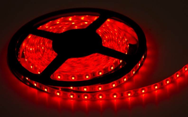 Світлодіодна Led-стрічка SMD 3528 на 60 діодів в 1 метрі, 5 Вт/1 м, червоний колір, герметична, фото 1