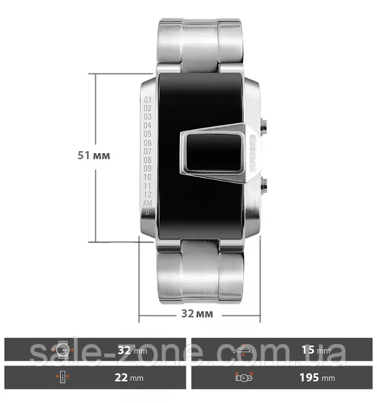 Мужские оригинальные наручные часы Skmei 1179 (Серебристый) - фото 2 - id-p2033680139