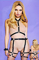 Комплект БДСМ Sunspice портупея с гартерами и наручники, черный Sexual Fantasy