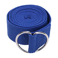 Ремень для йоги EasyFit Черный полиэстер, хлопок + хромированная сталь Синий