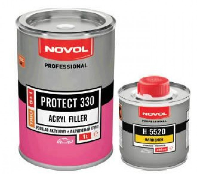 Акриловый грунт для авто Novol Protect 330 5:1 +отвердитель Н5220 (1л + 0.20л), черный - фото 1 - id-p363378962