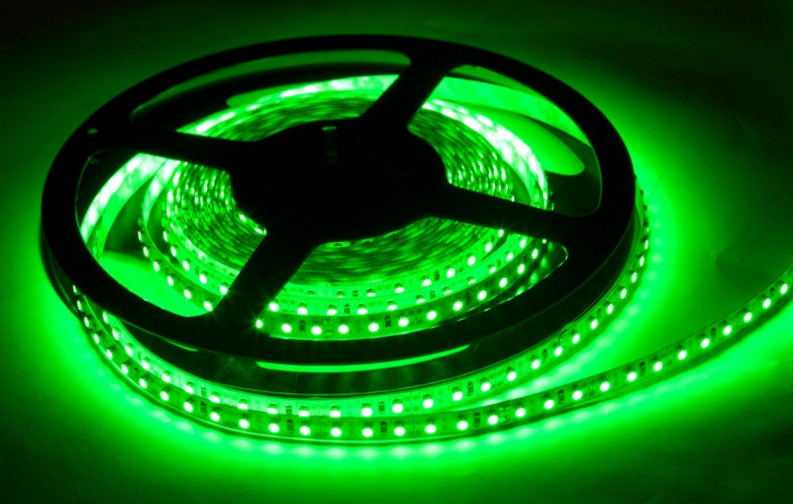 Світлодіодна Led-стрічка SMD 3528 на 120 діодів в 1 метрі, 9,6 Вт/1м, зелений колір, не герметична, фото 1