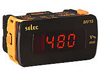 Цифровий вольтметр SELEC MV15-230V-CE LED 48x96 мм. Вх.50 - 480В; 1ф 240В AC, IP51, монтаж на панель