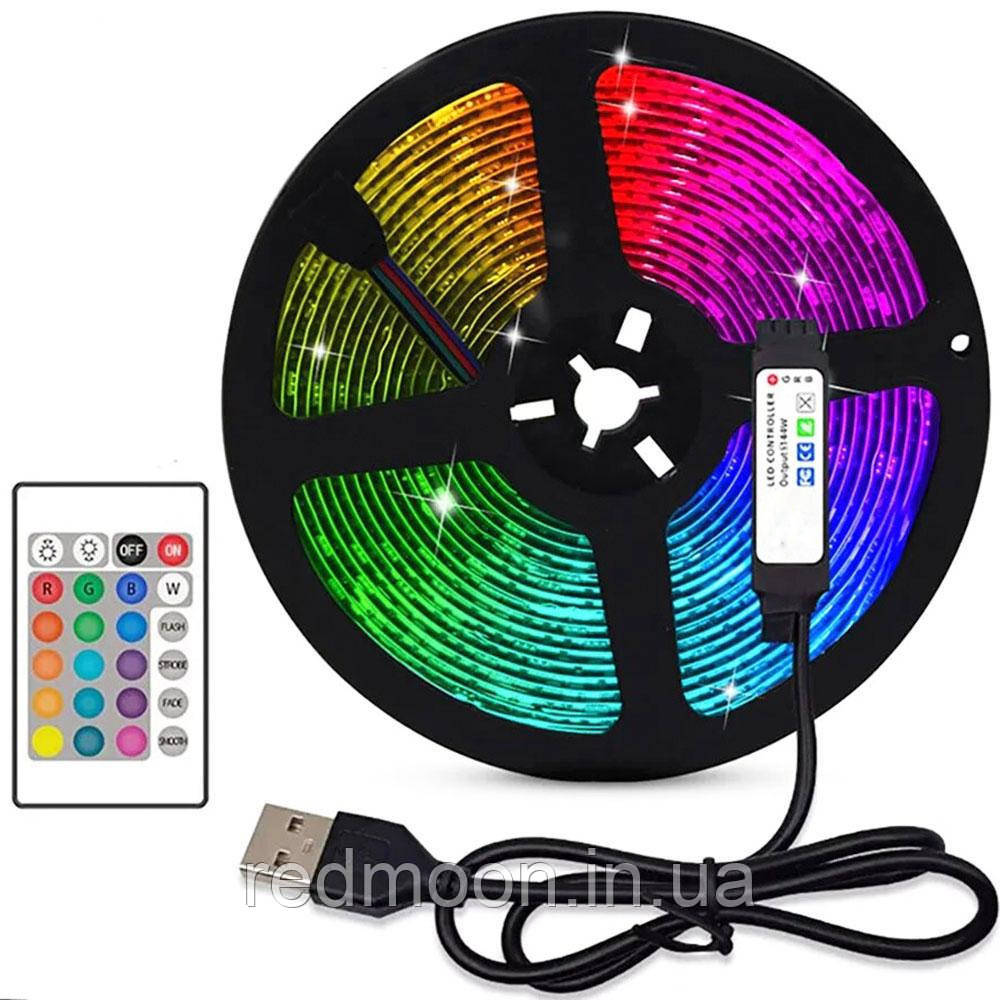 Світлодіодна LED стрічка 5 м від USB, з пультом TV LED Strip CB-5050/RGB стрічка для фонового підсвічування телевізора, фото 1