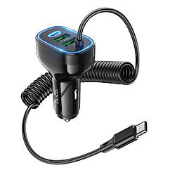 DR Автомобільний зарядний пристрій Hoco NZ11A 2 USB/Type-C PD 30 W чорний + кабель Type-C