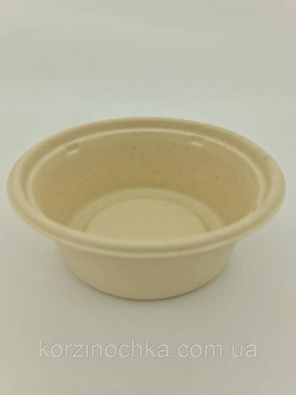 Тарілка одноразова паперова кругла глибока 400 ml(бежева)(50 шт)Картонна тарілка