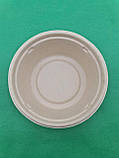 Тарілка одноразова паперова кругла глибока 400 ml(бежева)(50 шт)Картонна тарілка, фото 3