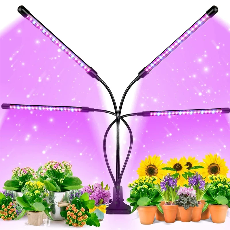 Світлодіодна ультрафіолетова Led-лампа для рослин із таймером. Фітолампа Ультрафіолетове світло GreenLand 36w