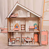 Будинок для ляльок з меблями та ліфтом Ігровий ляльковий будиночок для ляльок ЛОЛ (LOL) Дитячий дерев'яний будиночок, фото 4
