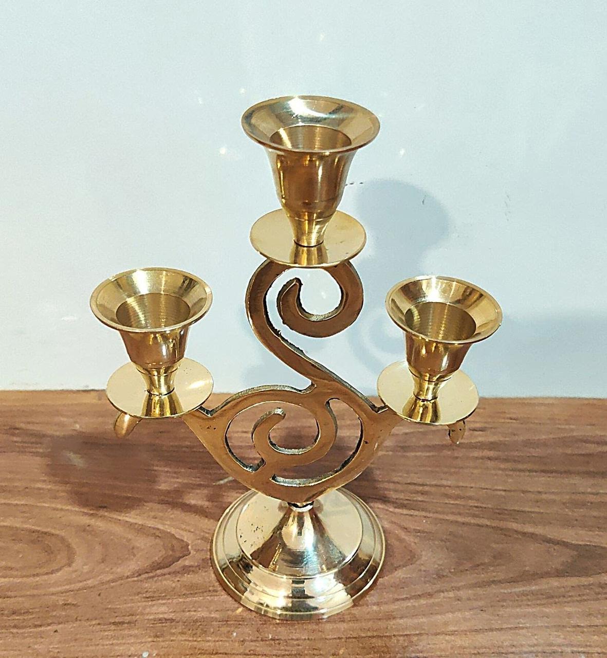 Оригінальний бронзовий настільний свічник на 3 свічки 16,5х11,5х6 см