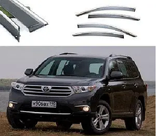 Вітровики з хромом молдингом, дефлектори вікон Toyota Highlander 2008-2012