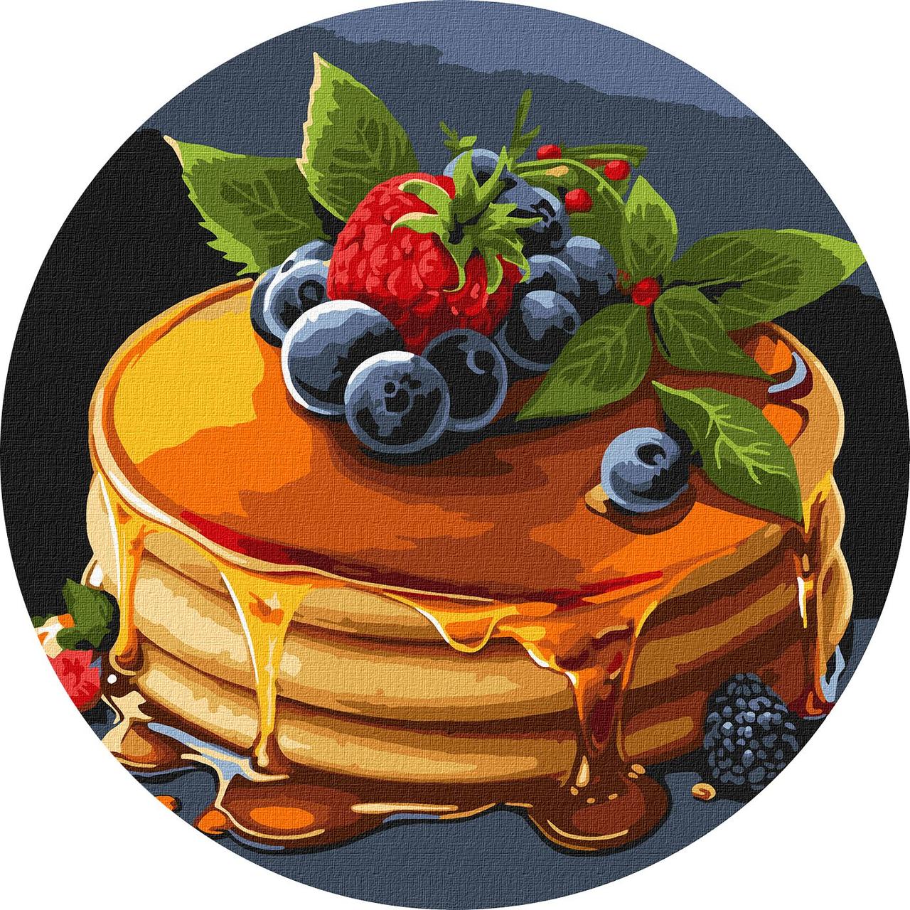 Кругла картина за номерами Апетитні панкейки d33 Идейка (KHO-R1034), фото 1