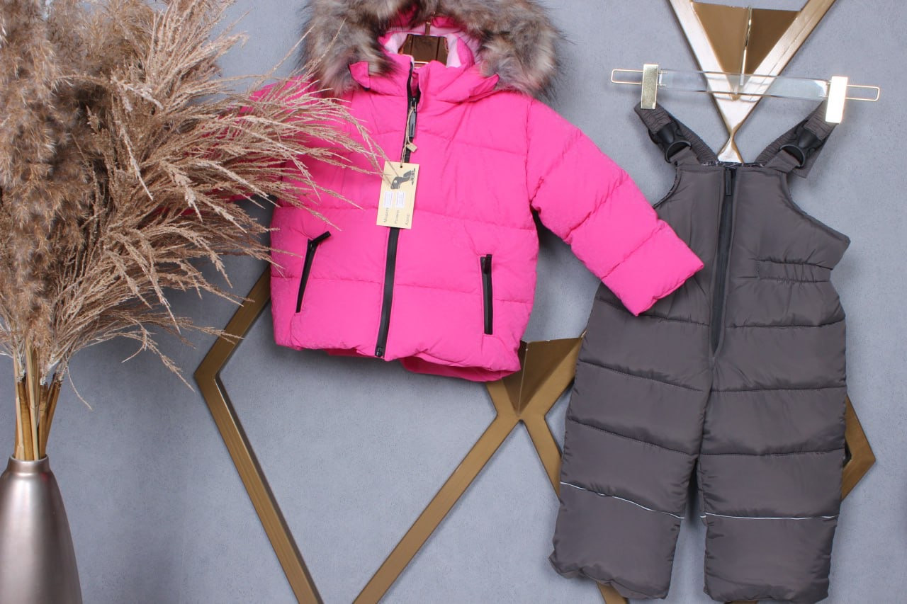 Дитячий зимовий комбінезон для дівчаток куртка та напівкомбінезон 80,86,92,98,104