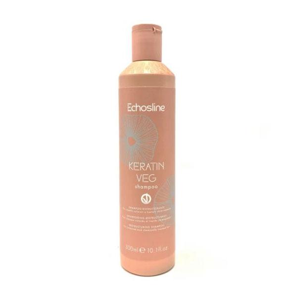 ECHOSLINE Keratin Veg Shampoo Шампунь для пошкодженого волосся відновлюючий з Кератином 300мл (Оригінал)