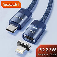 Магнитный кабель USB Type C Lightning Toocki 27W 6A 1м, быстрая зарядка, передача данных