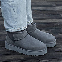 Зимові Жіночі Черевики UGG Classic Ultra Mini Mid Platform Grey / УГГ Класик Ультра Міні Мід Платформ Сірі, фото 6