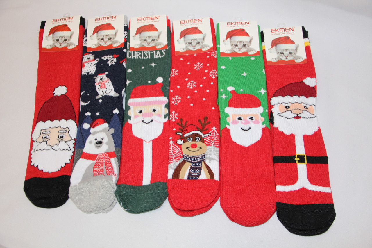 Жіночі шкарпетки махрові високі новорічні EKMEN м-5