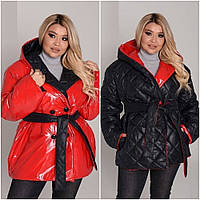 Женская куртка удлиненная зимняя из плащевки на силиконе 250 размеры норма и батал