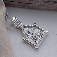 Ладанка серебряная с ликом Святого Николая и орнаментом под цепочку или шнур
