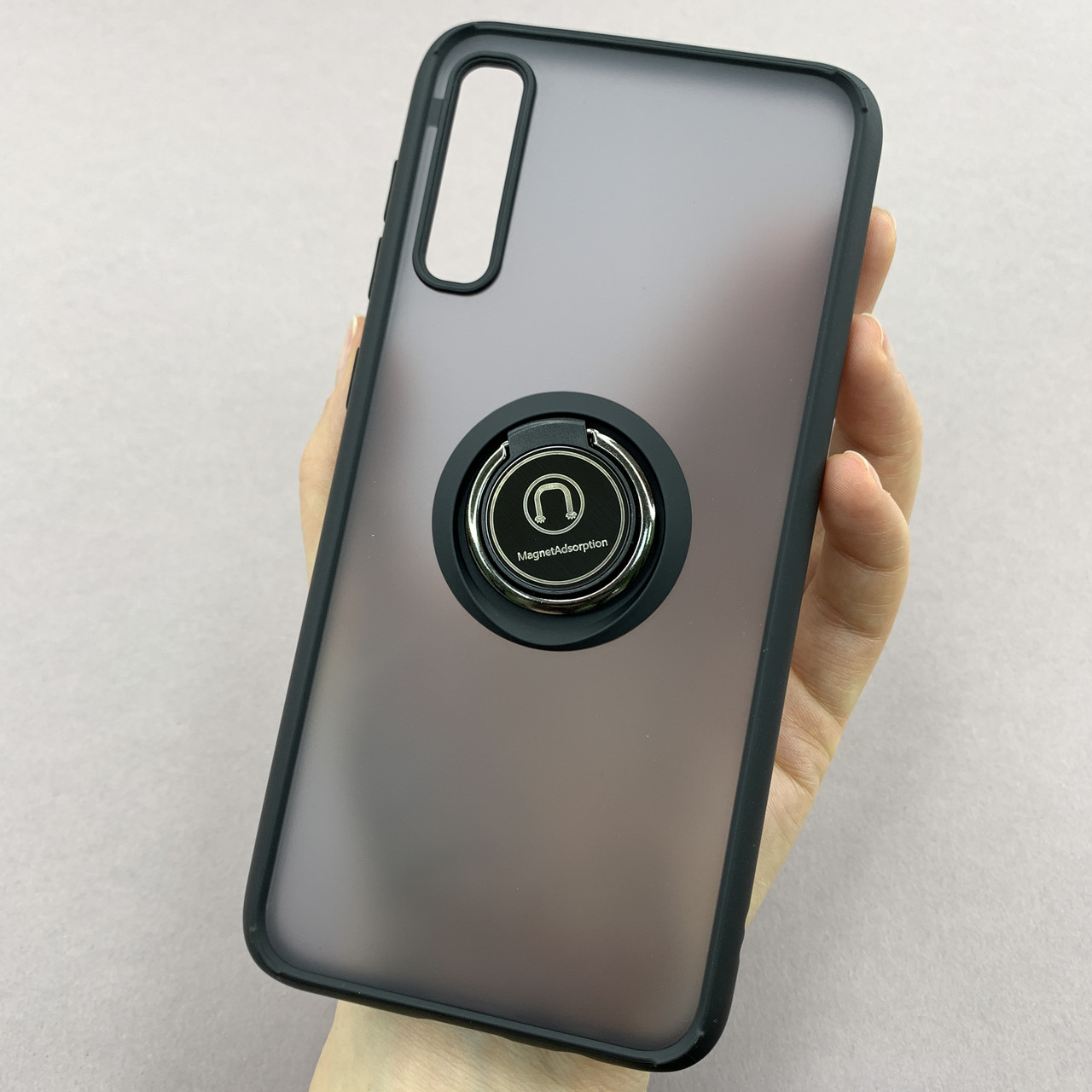 Чохол Samsung Galaxy A50s протиударний з кільцем підставкою чохол на телефон самсунг а50с чорний T8B