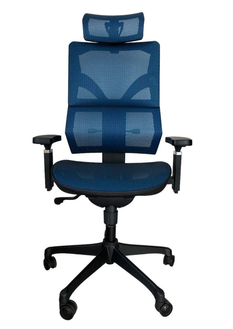 Ергономічне крісло Basic SL-T75: керування одним важелем, 11 регулювань, хрестовина-нейлон, сітка Синя