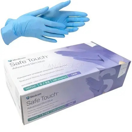 Рукавички SafeTouch H-series Blue нітрилові без пудри розмір XS 100 шт./пач.