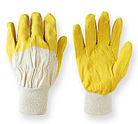 Перчатки рабочие х/б защитные для работы со стеклом латекс "Стекольщик жёлтый"