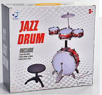 Детская барабанная установка jazz drum 4 барабана, тарелка , стульчик, красный