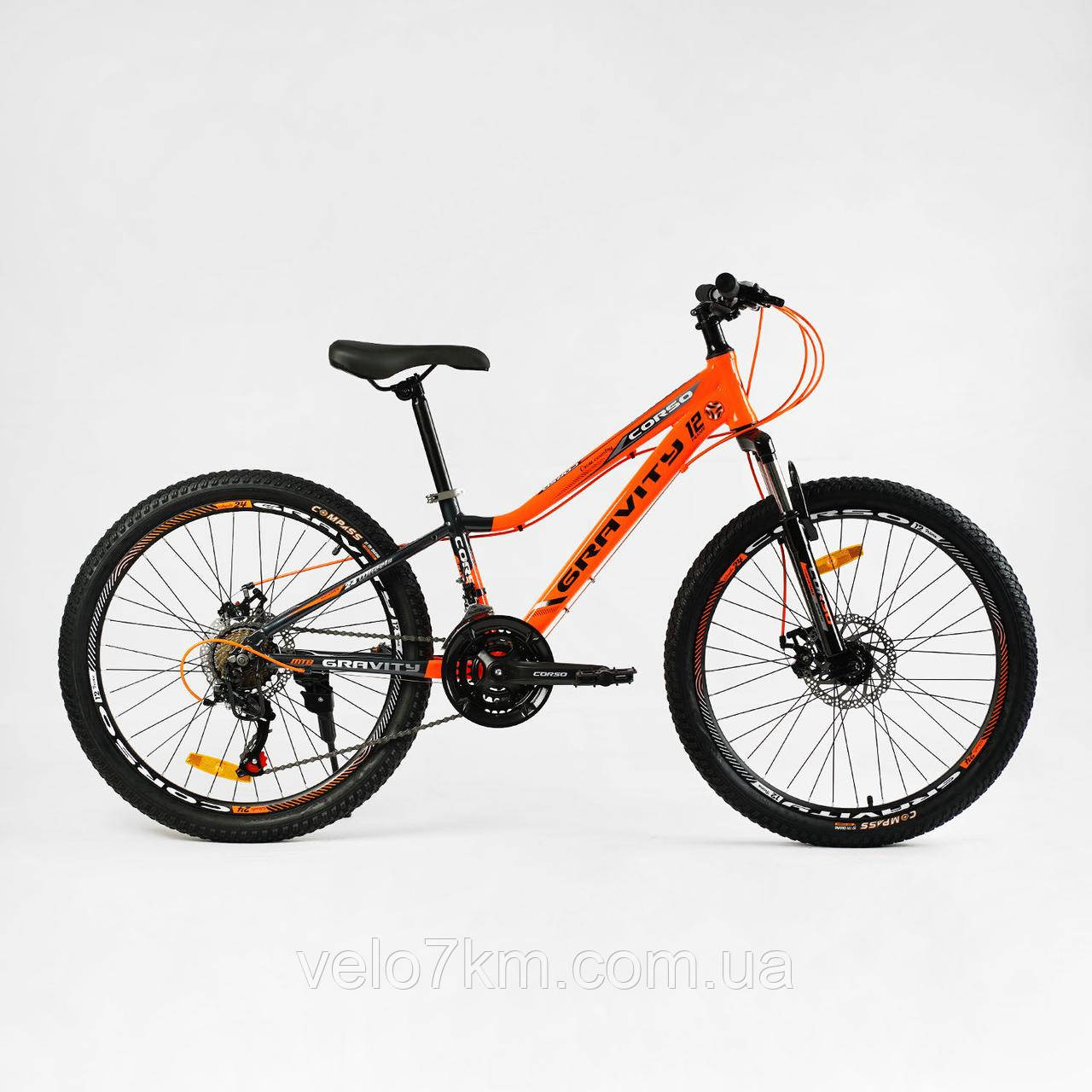 Підлітковий велосипед Corso Gravity 24" рама 12" алюмінієвий, Shimano 21S, зібраний на 75% у коробці