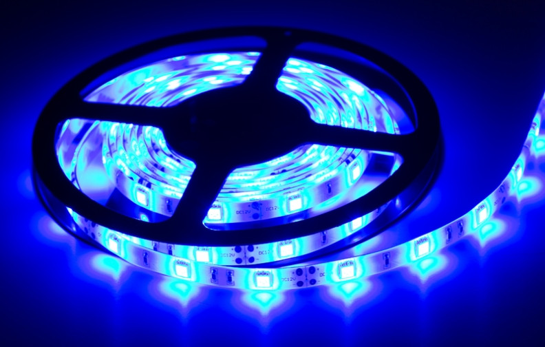 Світлодіодна Led-стрічка SMD 5050 на 30 діодів в 1 метрі, 7,2 Вт/1м, синій колір, герметична, фото 1