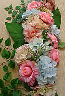 Прикраса на машину, сарку ніжно-блакитна гортензія,роза