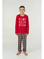 Пижама для мальчика начес новогодняя Рождественское настроение Ellen Family look Merry Christmas 04k Красный