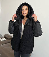 Теплая женская куртка плащевка-барашик 42-48