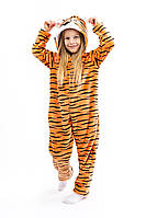 Кигуруми пижама детский и подростковый Тигр теплый комбинезон на молнии для дома на девочку и мальчика