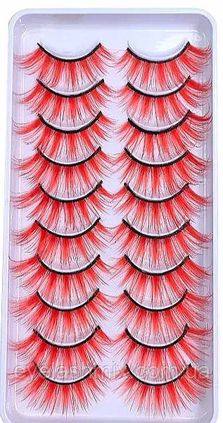 Червоні накладні вії 10пар, фото 1