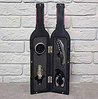 Подарочный набор аксессуаров для вина в виде бутылки "Набор сомелье" из 4 аксессуаров высота 33 см