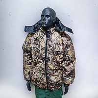 Куртка утеплена непромокальна для риболовлі та полювання зима весна осінь камуфляж ліс