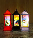 Ліхтар зі свічкою ЛЕД, Новорічна композиція з ліхтарем і лід свічок, Led нічник, фото 3