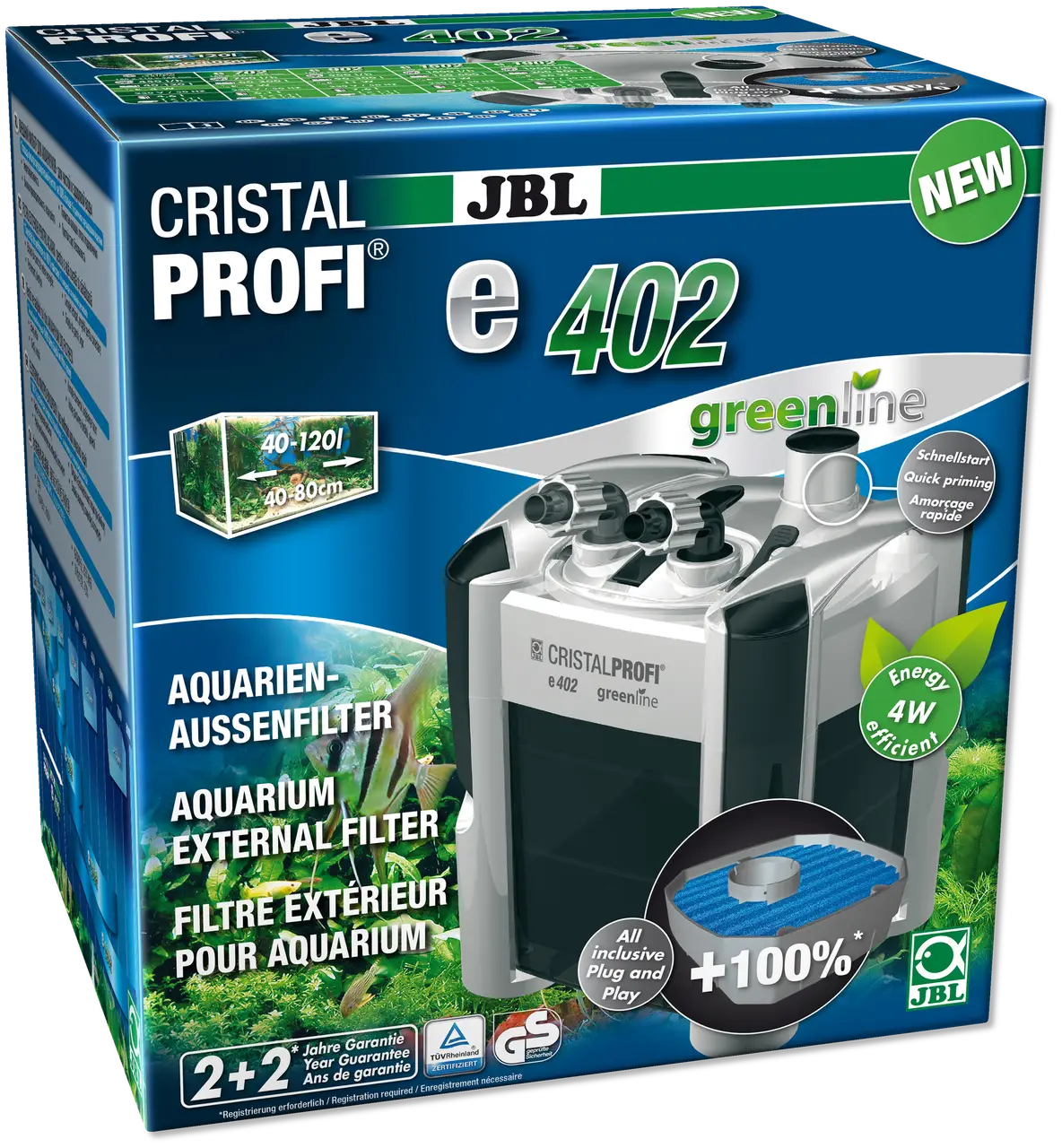 JBL CristalProfi e402, 450 л/ч. Фильтр внешний для аквариума до 120 литров, ЖБЛ е402 GreenLine, 6028000 - фото 1 - id-p1260867622