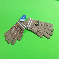 Детские теплые перчатки шерсть 3-6 лет бежевые Спорт