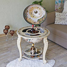 Підлоговий глобус-бар "Континенти" з декоративними різьбленими ніжками сфера Ø 450 мм