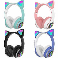 Накладные Bluetooth наушники в форме кошачьих ушек с MP3 плеером и FM радио, наушники с подсветкой hop