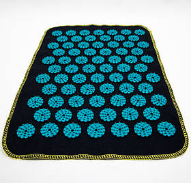 Масажний килимок Аплікатор Кузнєцова (акупунктурний голчастий масажер для спини) OSPORT Lite Mini (apl-018) Чорно-бірюзовий