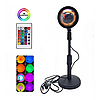 Проєкційна різнобарвна RGB LED-лампа Sunset Lamp з ефектом заходу з пультом, світильник заходу/розсвітла,, фото 3
